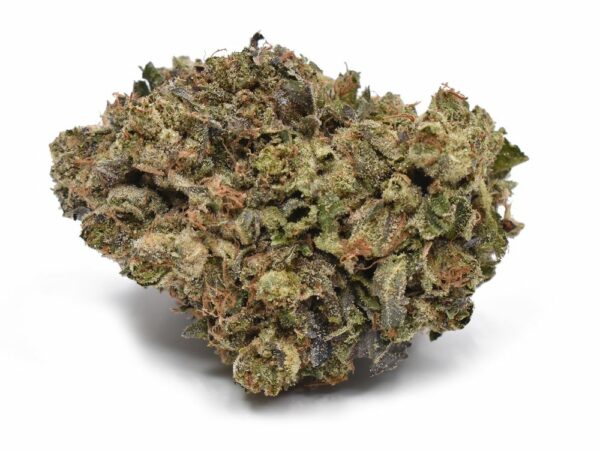 Lemon Zkittlez cannabis bud, featuring frosty trichomes, orange hairs, and rich green tones, highlighting its potent indica-dominant hybrid strain.