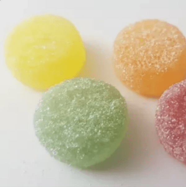 Fruit pastilles covered in sugar