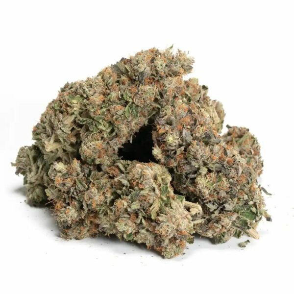 Starburst OG cannabis bud with vibrant colors and frosty trichomes, offering a sweet and sour lemon candy flavo